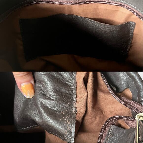 Barrhead Leather Brown Dearskin Aisling Medium Sized Bag w/ Purple Harris Tweed - Picture 10 of 16